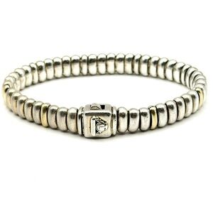 Lagos Caviar Silver & Gold Fluted Bracelet